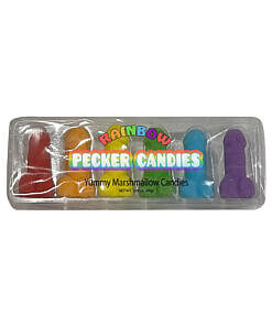 Rainbow Penis Marshmallow Candies in clear bag