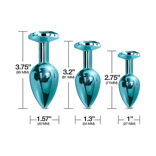 Nixie Metal Butt Plug Trainer Set, a 3-piece Blue Metallic - Image 3