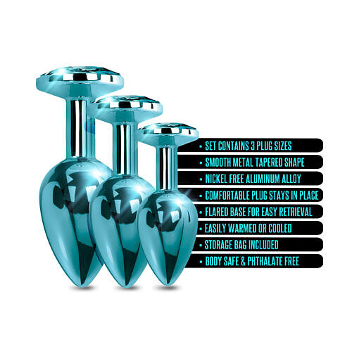 Nixie Metal Butt Plug Trainer Set, a 3-piece Blue Metallic - Image 4