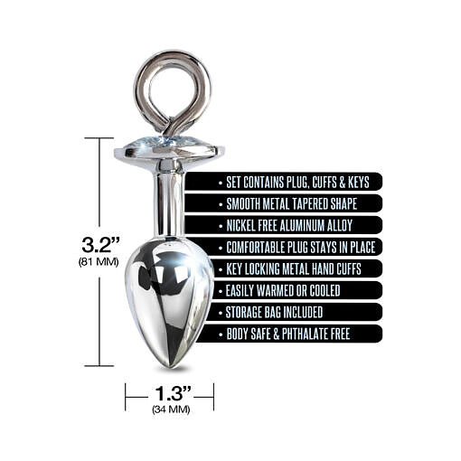 Nixie Metal Butt Plug & Handcuffs Set Silver - Image 6