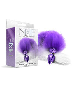 Nixie metal butt plug with ombre purple tail