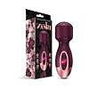 Black Zola rechargeable mini wand with flexible silicone head and USB cable on wooden nightstand.