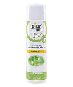 Pjur Med Hydro Glide 100 ml bottle with clear hyaluronan lubricant for dry skin