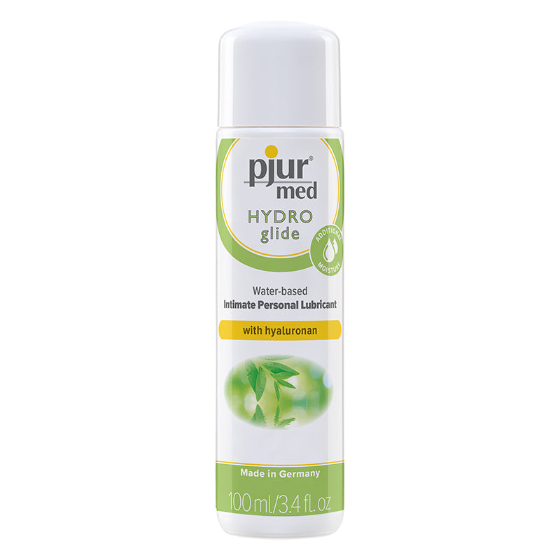 Pjur Med Hydro Glide 100 ml bottle with clear hyaluronan lubricant for dry skin