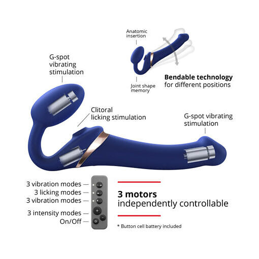 Strap-On-Me Multi Orgasm Bendable Strapless Strap-On Night Blue Medium - Image 4