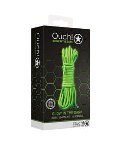 Ouch! Glow in the Dark Rope 10m neon green bondage rope by Shots