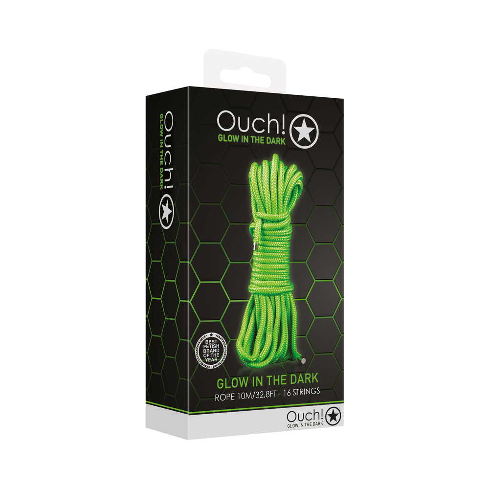 Ouch! Glow in the Dark Rope 10m neon green bondage rope by Shots