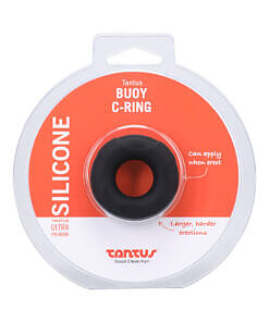 Tantus Buoy C-Ring Small Onyx - soft stretchy silicone ring for long-lasting firmness.