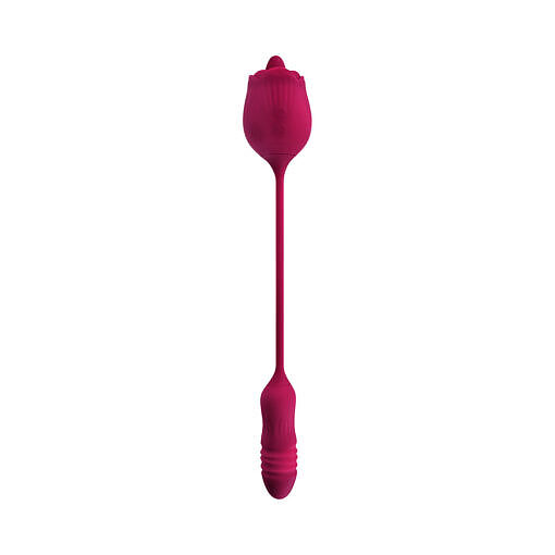 Evolved Wild Rose Rechargeable Dual-Ended Silicone Thrusting Egg & Flicking Tongue Vibrator Red - Image 4