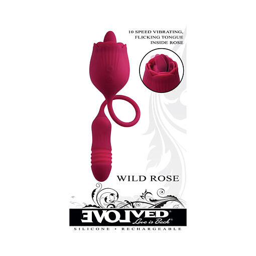Evolved Wild Rose Rechargeable Dual-Ended Silicone Thrusting Egg & Flicking Tongue Vibrator Red - Image 9