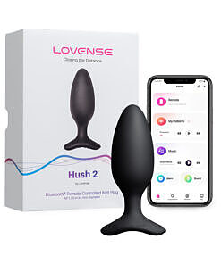 Lovense Hush 2 Bluetooth Remote-Controlled Vibrating Butt Plug Medium 1.75 in.