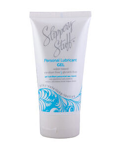 Slippery Stuff gel water-based lubricant 2 oz tube on white background