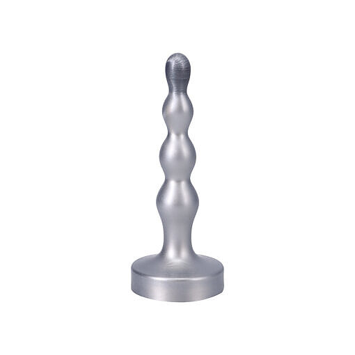 Tantus Ripple Small 8 in. Anal Beads Dildo Firm Silver - Image 2