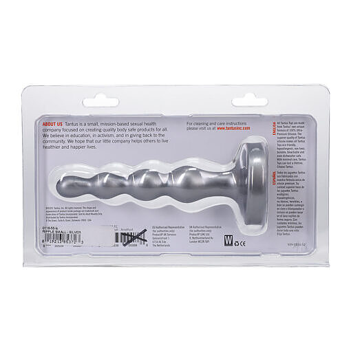 Tantus Ripple Small 8 in. Anal Beads Dildo Firm Silver - Image 3