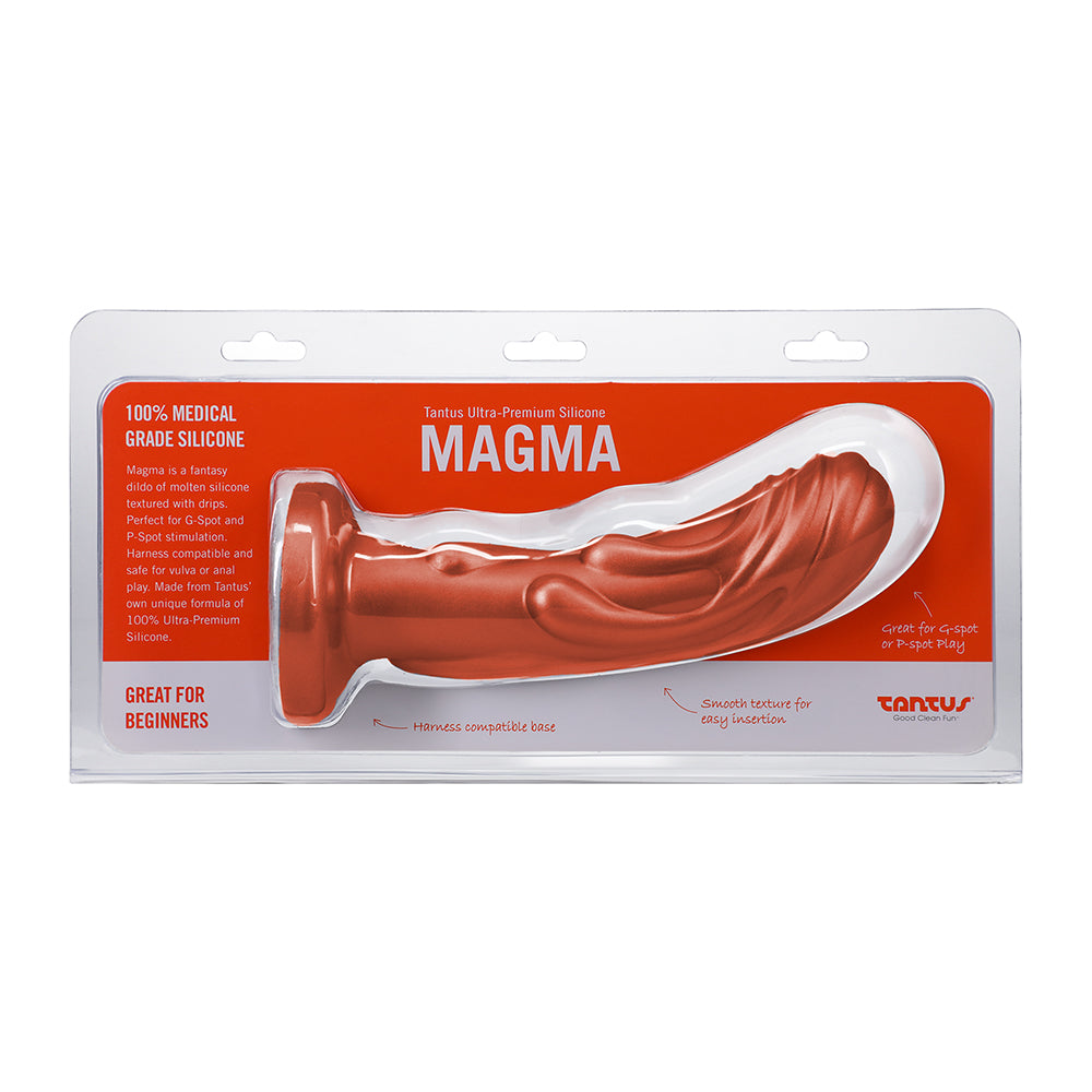 Tantus Magma 7 inch fantasy dildo in copper medium-firm silicone