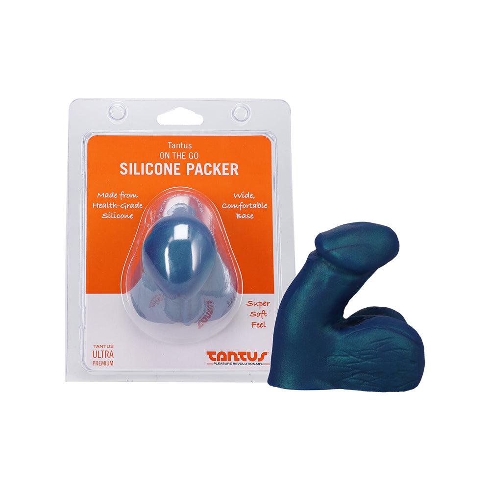 Tantus On The Go Silicone Packer Super Soft Malachite on a neutral background