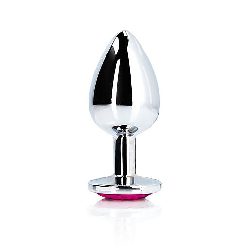 Ouch! Heart Gem Butt Plug Small Silver/Rubellite Pink - Image 2