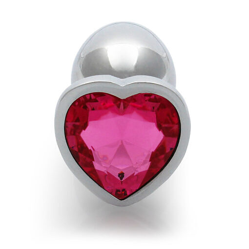 Ouch! Heart Gem Butt Plug Small Silver/Rubellite Pink - Image 6