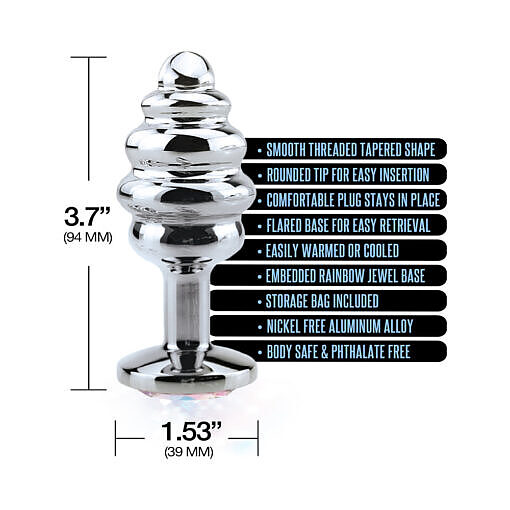 Nixie Ribbed Metal Butt Plug Honey Dipper Large - Image 3