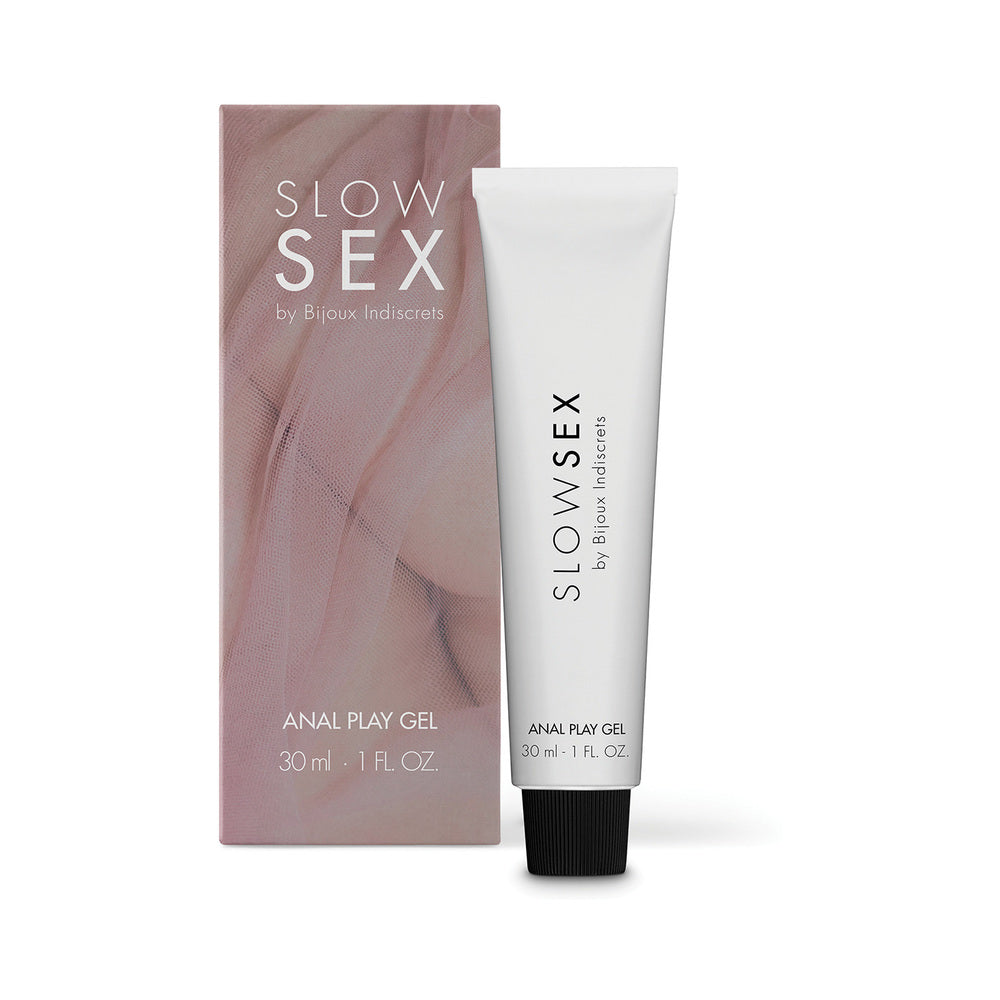 Bijoux Indiscrets Slow Sex Anal Play Gel 1 oz tube with chamomile flowers and aloe leaf