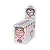 X-Rated Valentine Hearts Candy Boxes 6-Piece Display: close-up of colorful heart-shaped candies with risqué text against a red background.