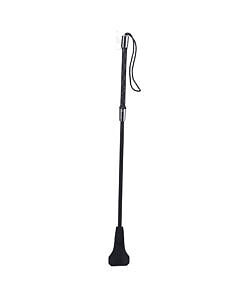 Tantus Confess Crop in Onyx with black silicone head and woven fabric shaft