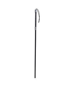 Tantus Vow Cane Onyx with black woven fabric and diamond-patterned silicone grip displayed horizontally on a clean white surface.