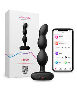 Vibrating and Rotating Anal Beads by Lovense Ridge in black silicone