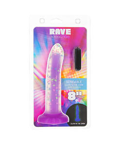 Purple Confetti glow-in-the-dark silicone dildo with bendable shaft