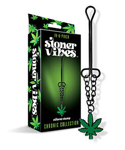 Stoner Vibes Clitoral Clamp with Chain on purple velvet