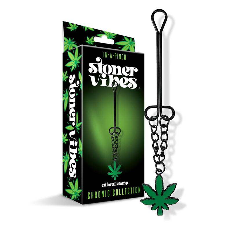 Stoner Vibes Clitoral Clamp with Chain on purple velvet