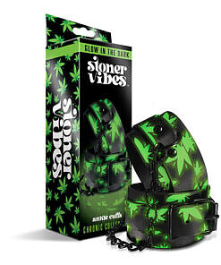 Stoner Vibes Glow in the Dark Ankle Cuffs featuring a cannabis leaf print