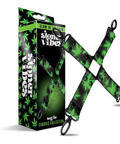 Stoner Vibes Chronic Collection Glow in the Dark Hogtie with cannabis design and black metal clips