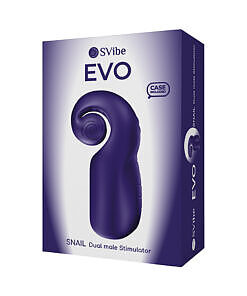 SVibe Snail Evo Rechargeable Masturbator in navy silicone with ergonomic unrolling sleeve design