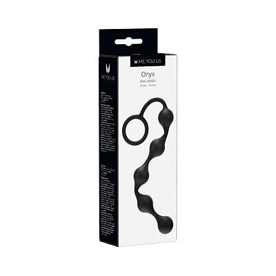 Me You Us Onyx Silicone Anal Beads Black with retrieval ring