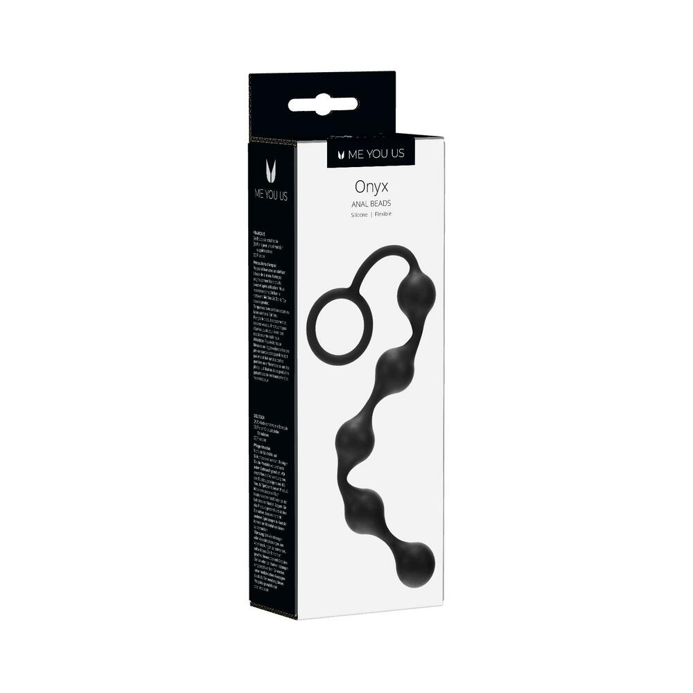 Me You Us Onyx Silicone Anal Beads Black with retrieval ring