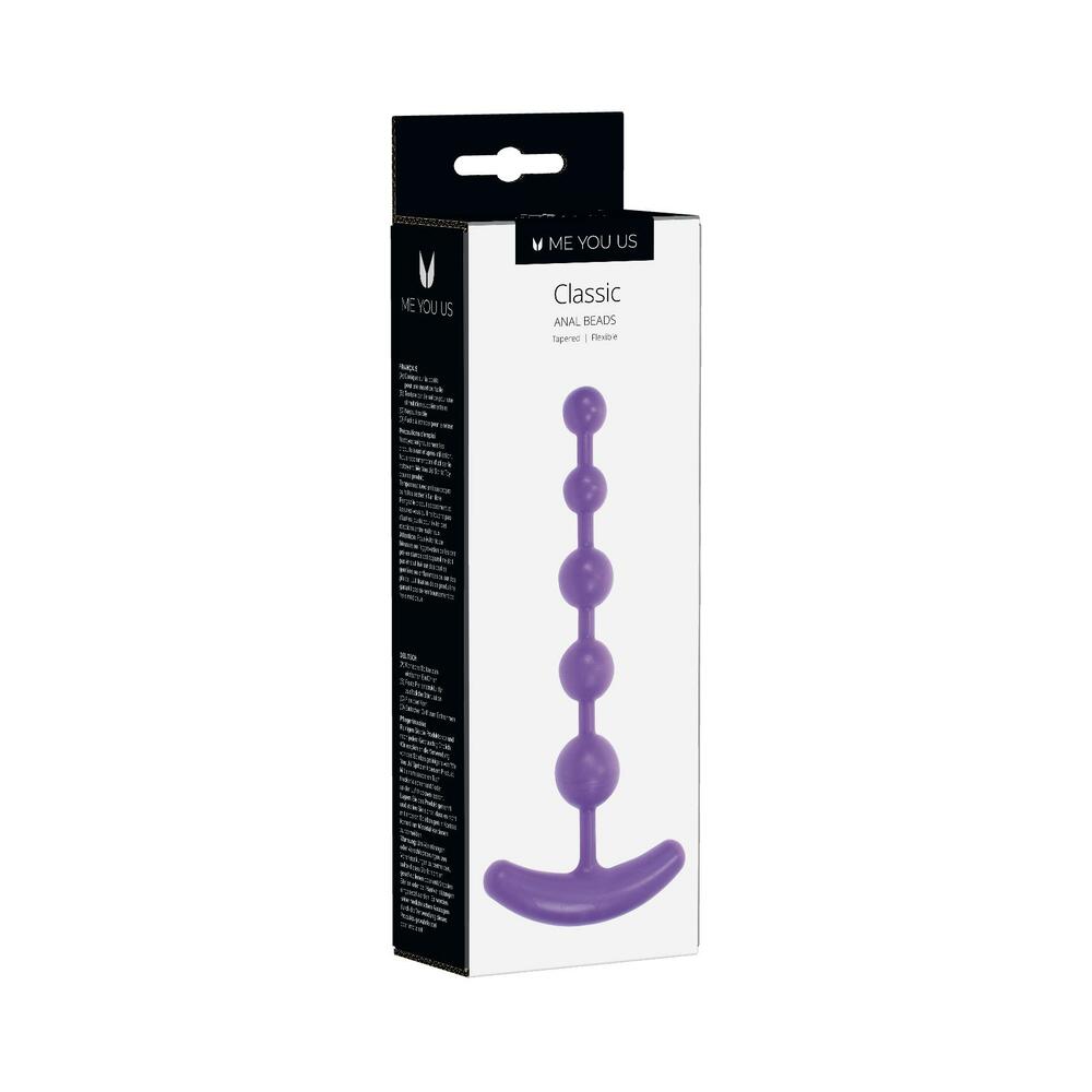 Me You Us Classic Anal Beads Purple set of six graduated beads on a white background