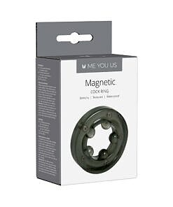 Magnetic cock ring with five silver magnets against a dark