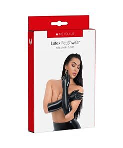 Me You Us Latex Full Length Glove Small in glossy black