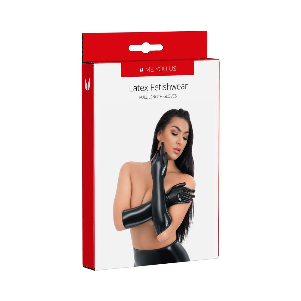 Me You Us Latex Full Length Glove Medium in sleek black latex