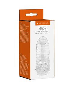 Me You Us Glacier Dual End Stroker with dual openings and textured clear sleeve