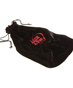 Black Adam & Eve Velvet Storage Bag with drawstring closure on a white background