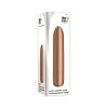 Copper-colored Adam & Eve Eve's Copper Cutie rechargeable bullet vibrator with USB charging cable on soft background.