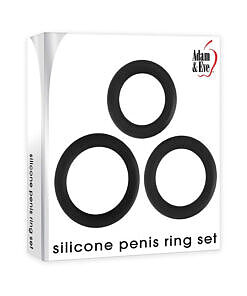 Adam & Eve Silicone Penis Ring Set featuring three soft
