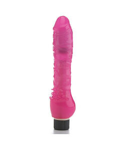 slim pink silicone toy with easy-press button on a clean white background.