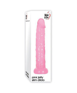 Adam & Eve Pink Jelly Slim Dildo on a white background