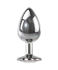 Adam & Eve Clear Gem Anal Plug Large with sparkling gem base and smooth tapered body