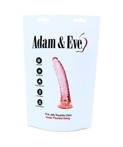 Adam & Eve Pink Jelly Realistic Dildo - over 8 inch flexible veined dong with 1.65 inch width