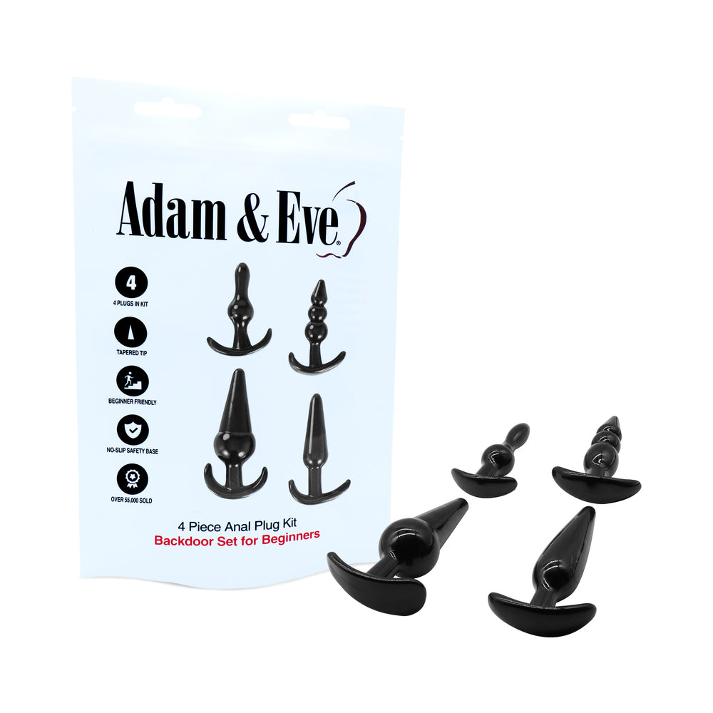 Adam & Eve 4-Piece Anal Plug Kit with storage bag