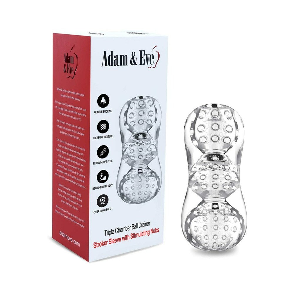 Adam & Eve Triple Chamber Ball Drainer triple chamber masturbator with nub